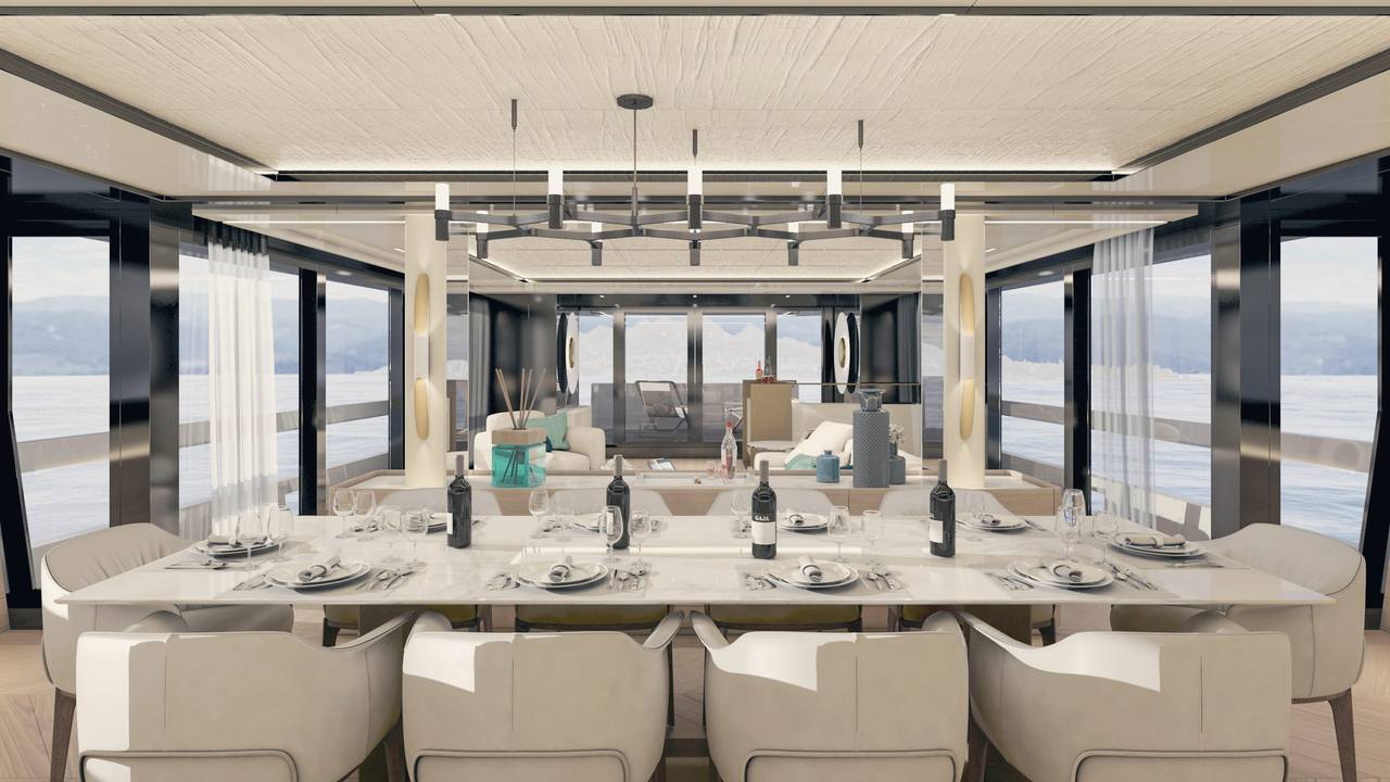 Tavolo da pranzo nel salone dell’Arcadia A115