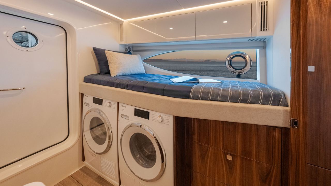 Optional crew cabin of the Riviera 6800 Sport Yacht