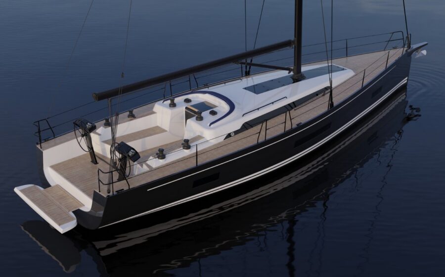 Arcona 465 Mk II visto da poppa con piattaforma aperta
