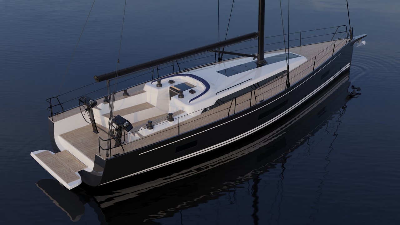Arcona 465 Mk II visto da poppa con piattaforma aperta