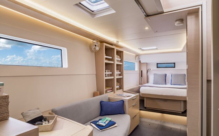 Cabin and relaxation area inside Lagoon 46