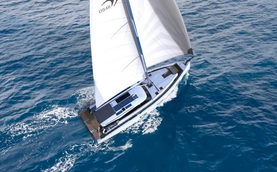 Moody Decksaloon 48 visto dall'alto in navigazione