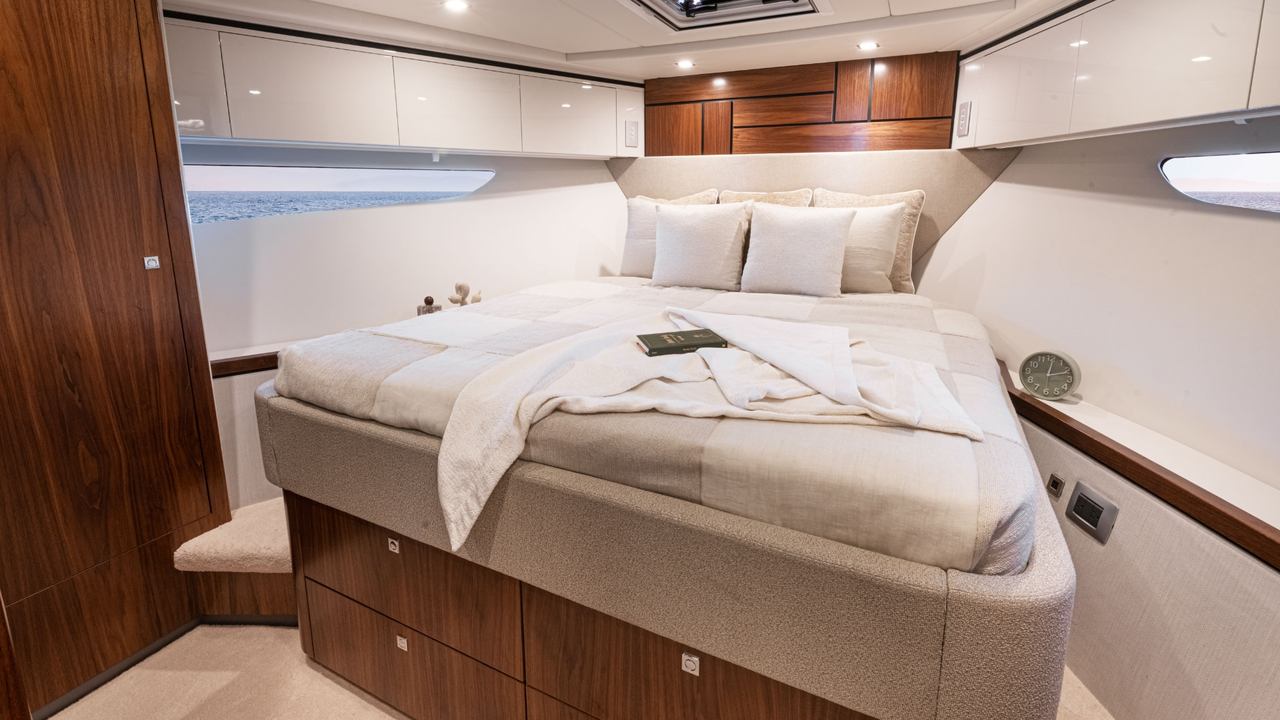 VIP cabin on the Riviera 6200 Sport Yacht