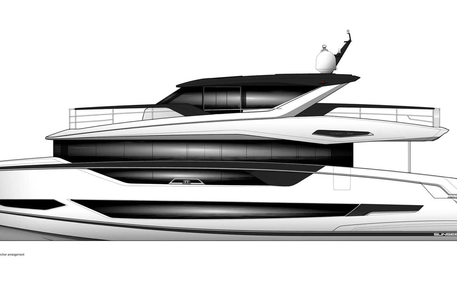 Sunseeker 82 Ocean Enclosed: 900 miglia e volumi da superyacht in 25 metri: vista dinamica