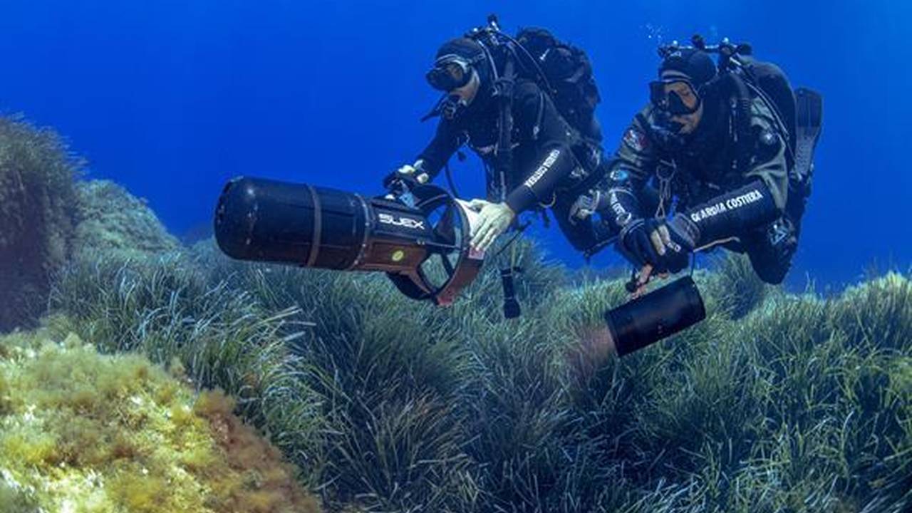 Operatori subacquei durante attività di controllo in mare
