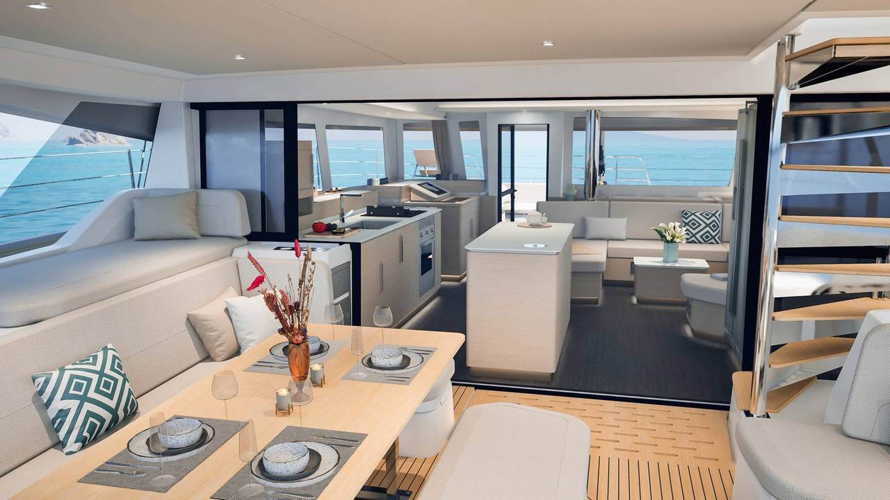 Salone del Fountaine Pajot FP55